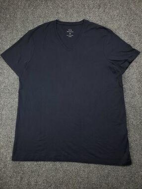 Armani Exchange AX Pima Cotton T Shirt Mens XL Slim Fit V Neck Short Sleeve Navy